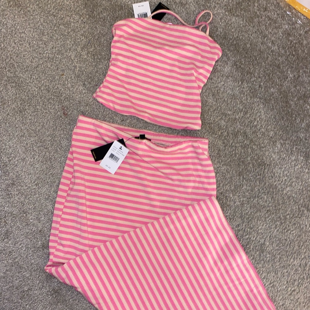Top shop pink striped two piece set